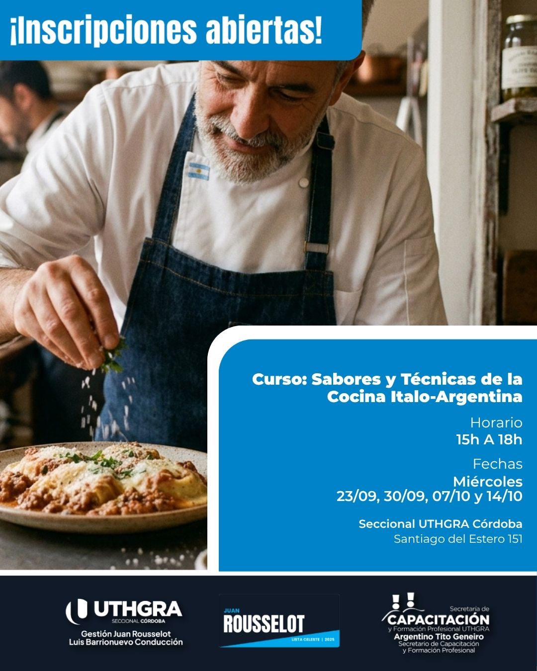 Curso: Sabores y Técnicas de la Cocina Ítalo-Argentina en UTHGRA Córdoba
